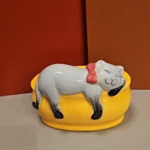 Yellow Ceramic Cat Trinket Dish